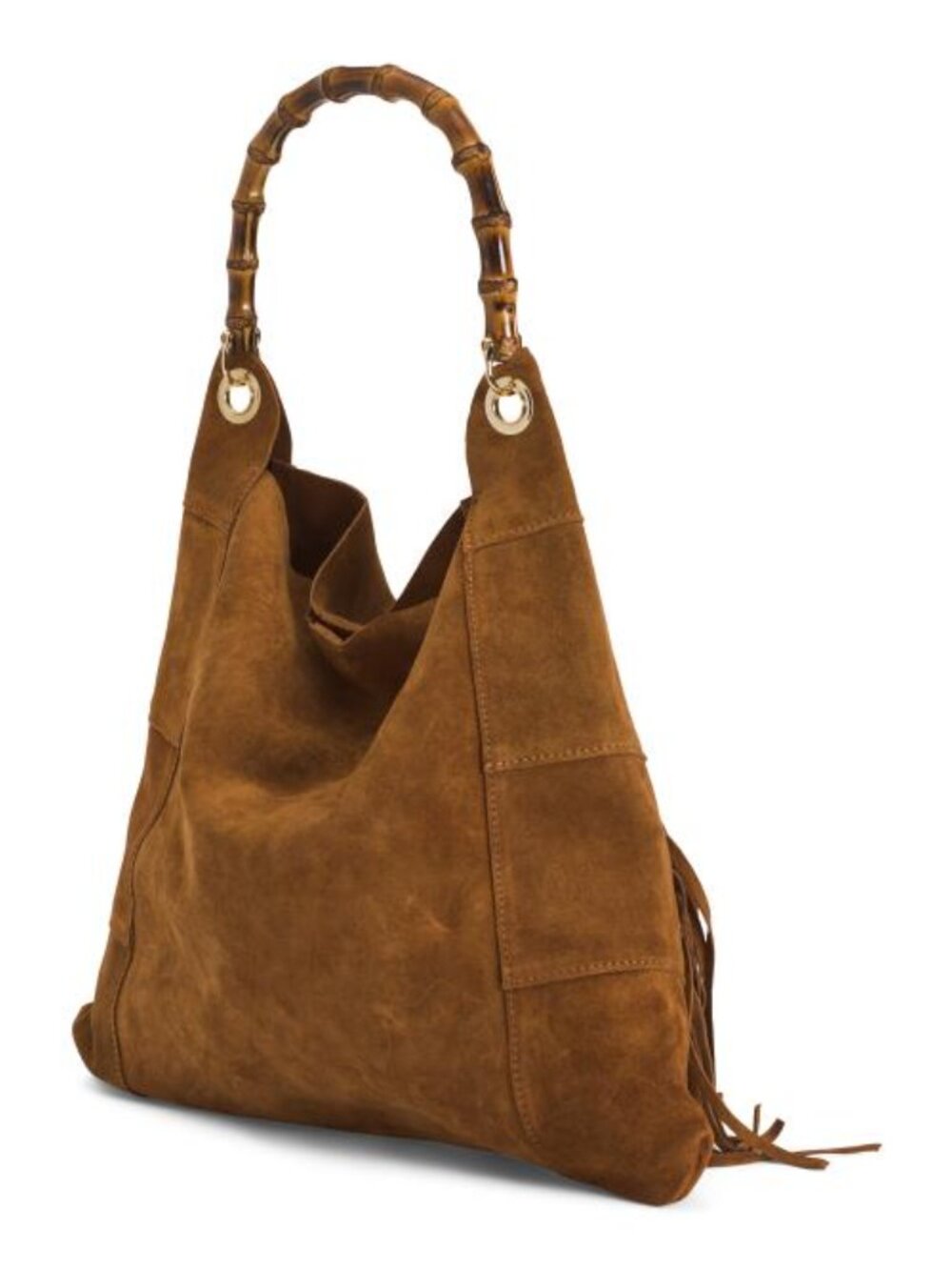 MARLON Made In Italy Suede Fringe Hobo With Handle - Picture 3 of 4